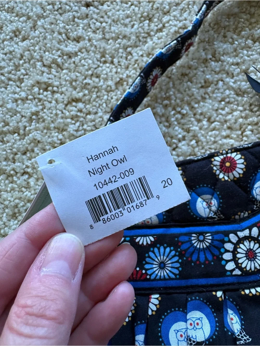 Vera Bradley Hannah Shoulder Bag Night Owl Quilted Floral Owl Print‎ NWT